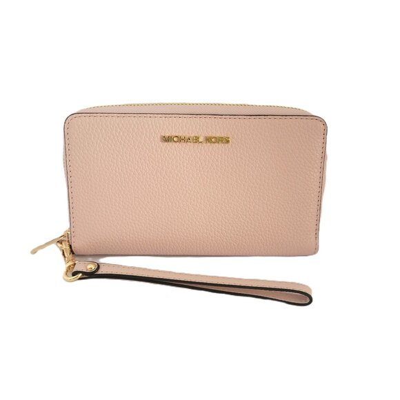 Michael Kors Jet Set Travel Large Flat Multifunction Phone Case Powder Blush - Picture 1 of 6